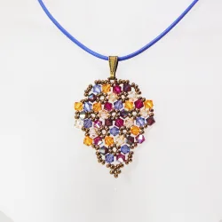 Pendant 45cm - Malvina Grapes-Lavender Leather - Pendant 45cm - Laiton bronze